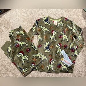 Carter's Olive Dinosaur Holiday Pajama Set